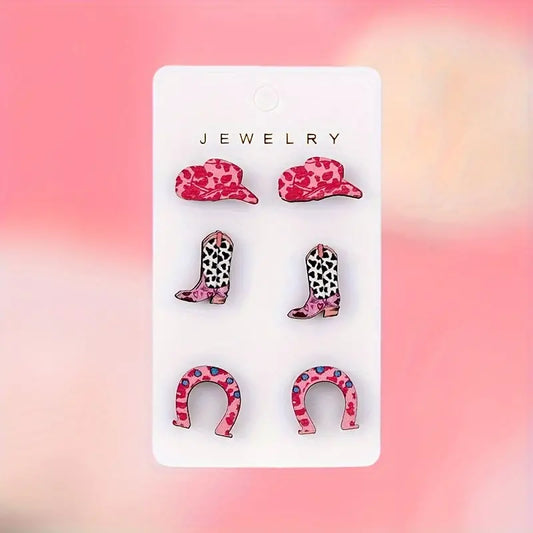 Cowgirl Earrings 3 sets