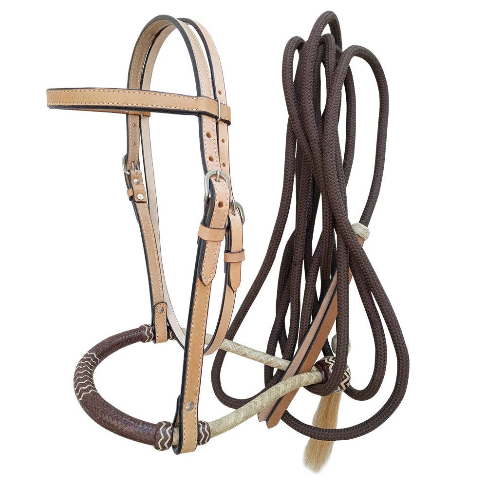 Horse Headstall, Bosal & Reins Set