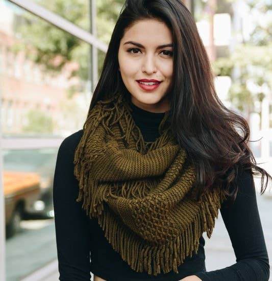 Pointelle Fringe Infinity Scarf - Fall Favorite