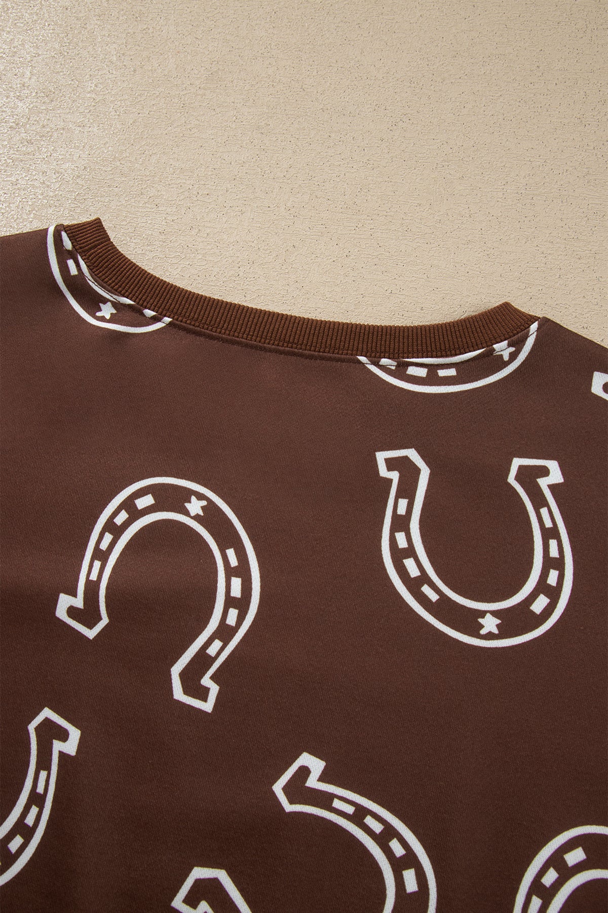 Brown Western Print Elastic Waist Pocket 2pcs Pant Set