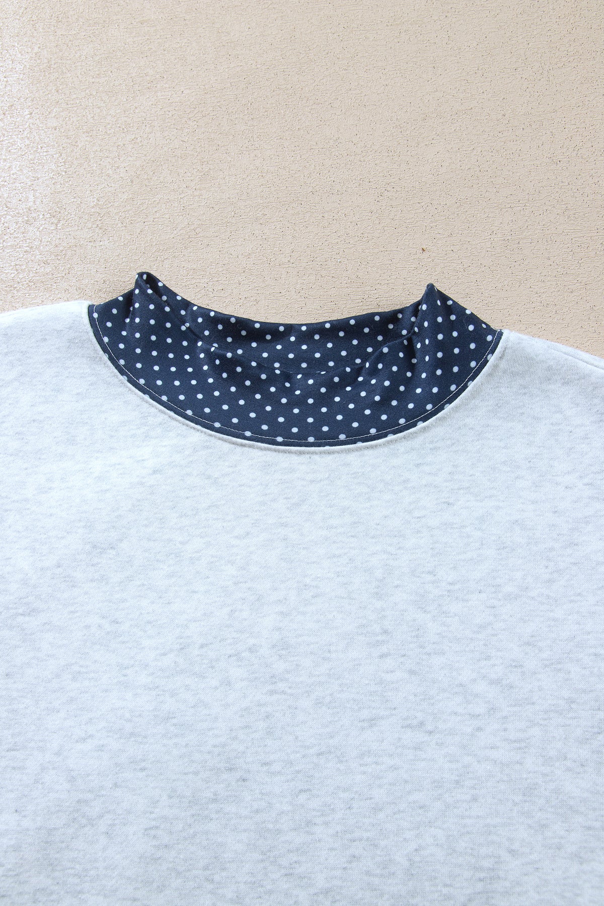 Light Grey Polka Dot Contrast Trim JESUS Letter Graphic Sweatshirt