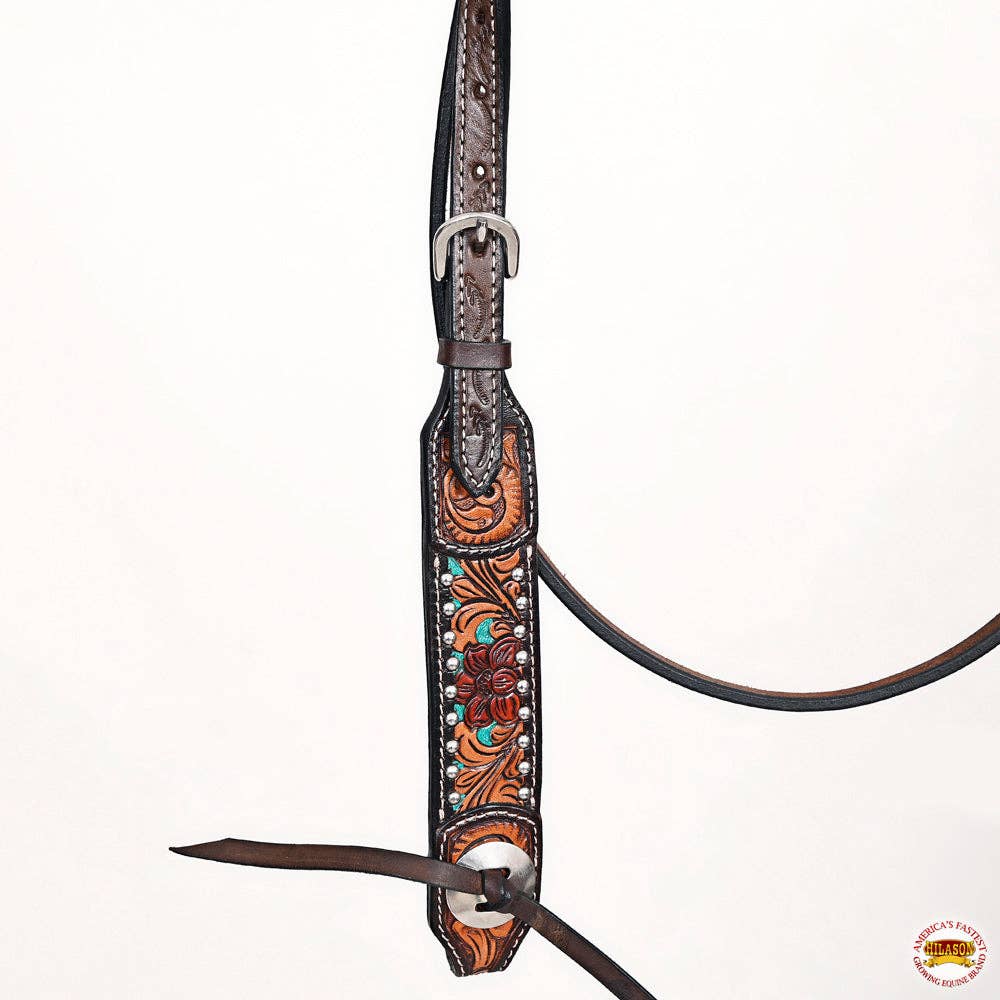 Western Horse Headstall Breast Collar Leather Brown