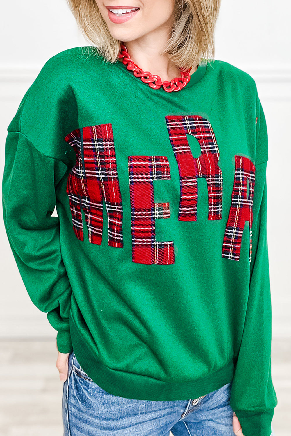 White Plaid MERRY Christmas Vacation Sweatshirt