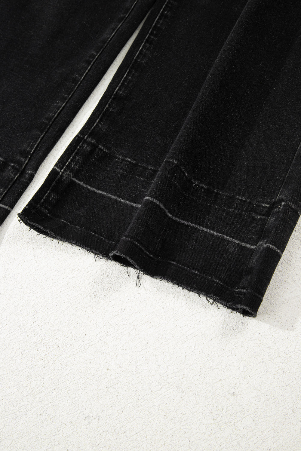 Navy Blue Raw Hem Straight Leg Loose High Waist Jeans