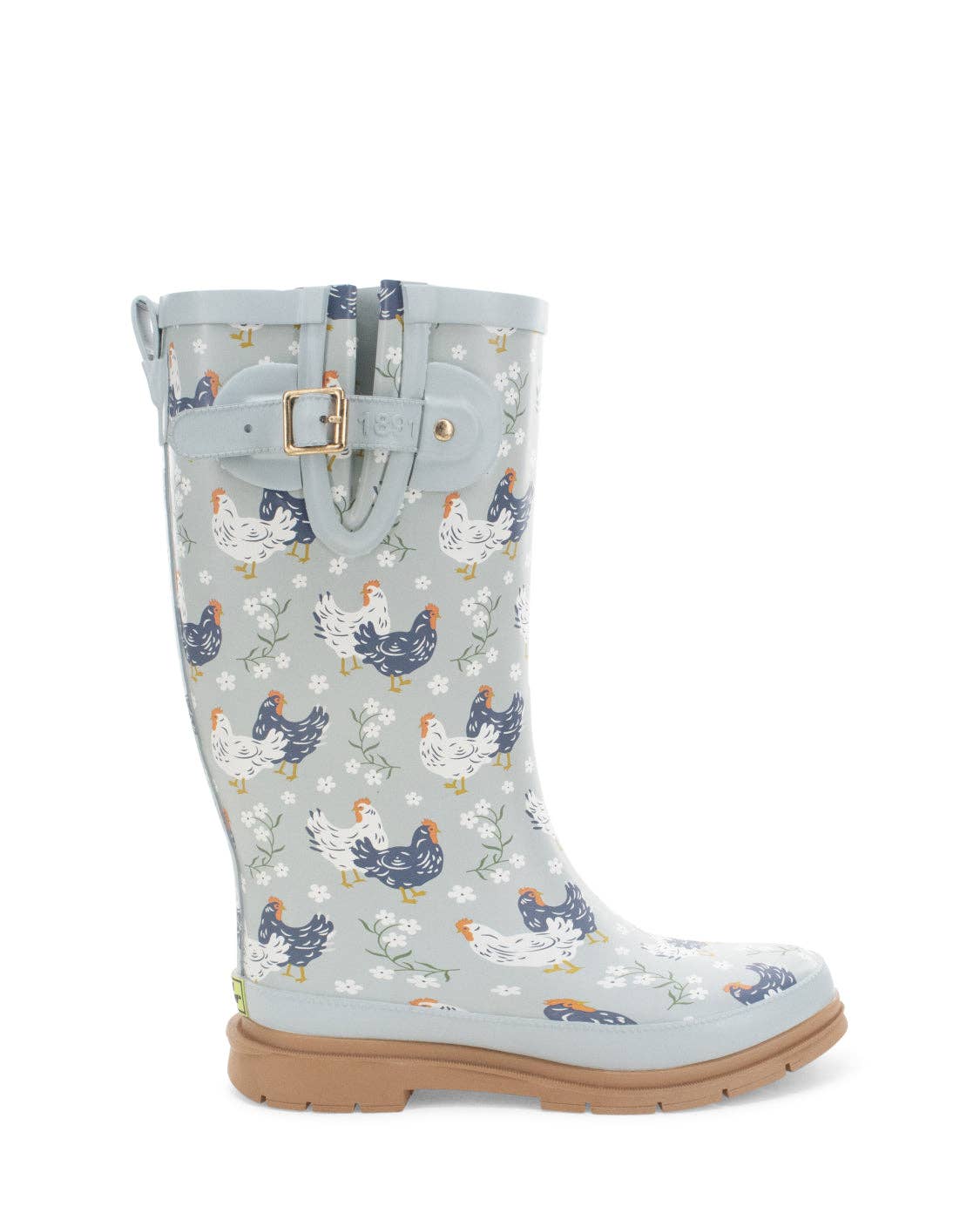 Women's Chicken Faux Fur Tall Rain Boot - Blue