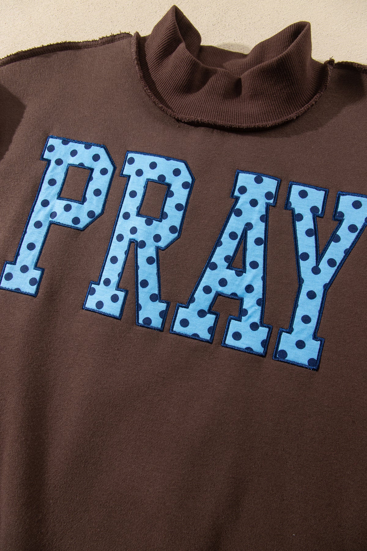 Gray PRAY Polka Dot Embroidered Mock Neck Sweatshirt