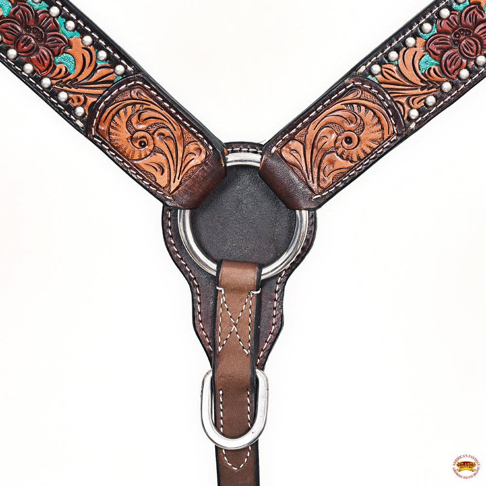 Western Horse Headstall Breast Collar Leather Brown