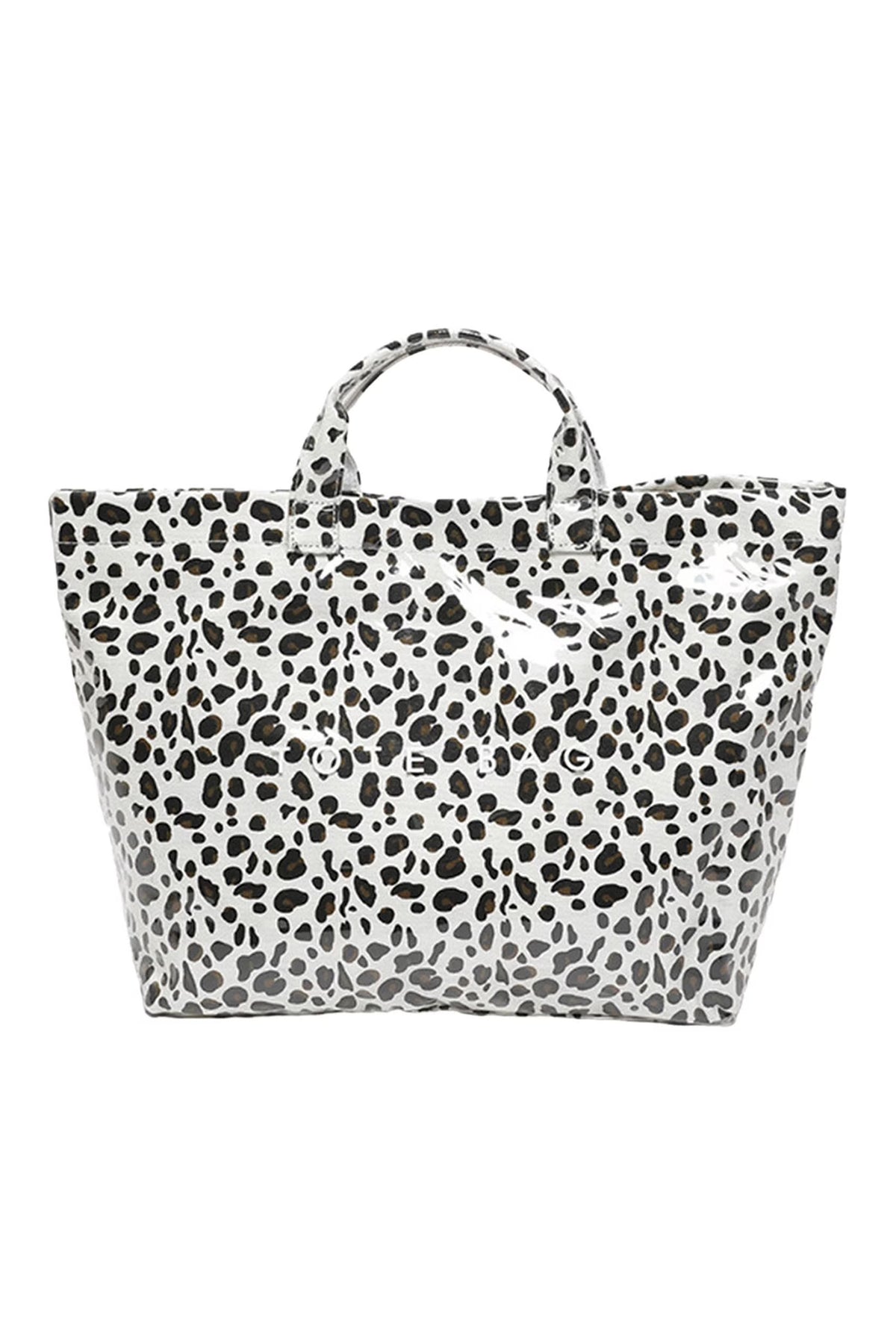 Color black Leopard PU Leather Water Proof Tote Bag