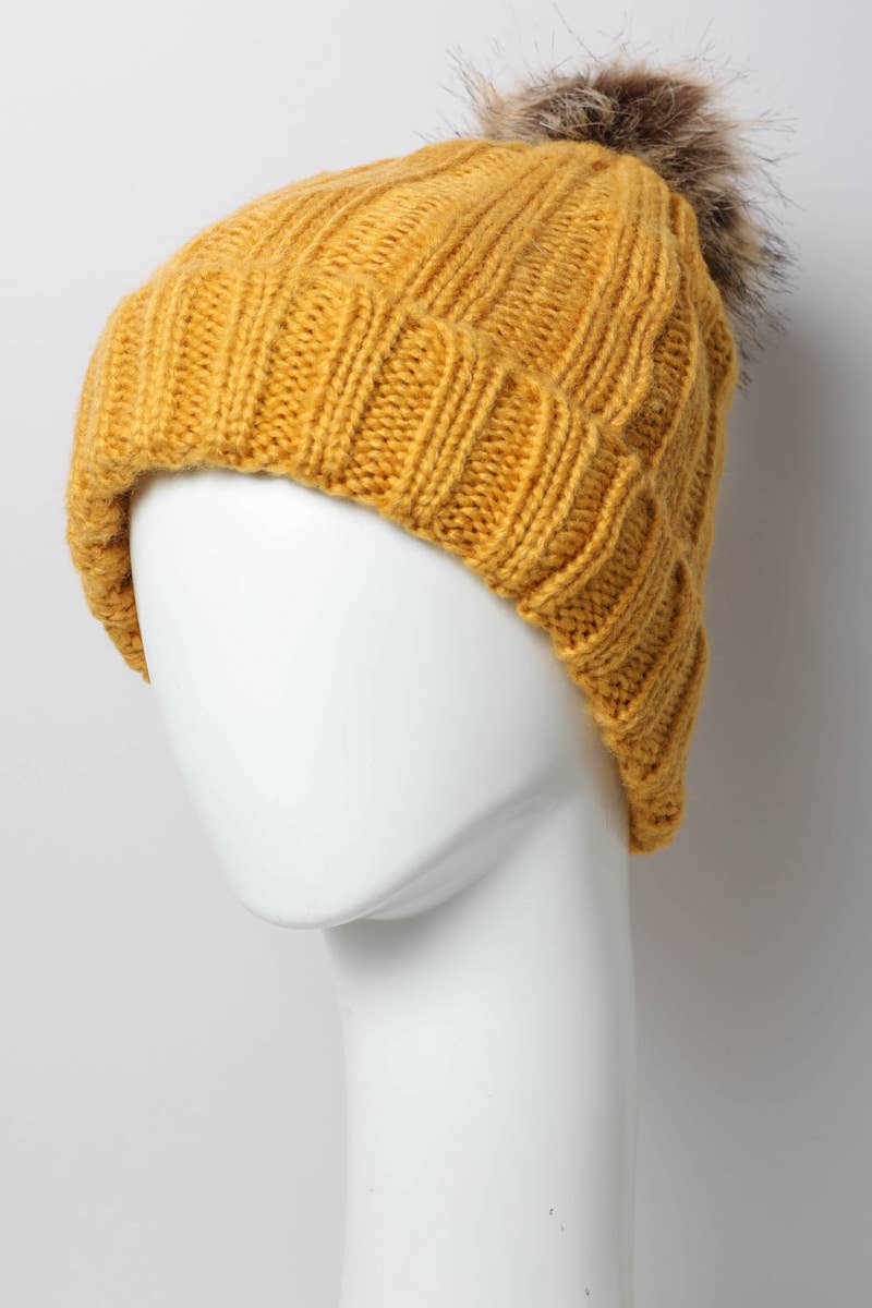 Winter-Ready Ribbed Faux Fur Beanie