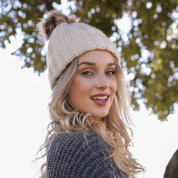 Winter-Ready Ribbed Faux Fur Beanie