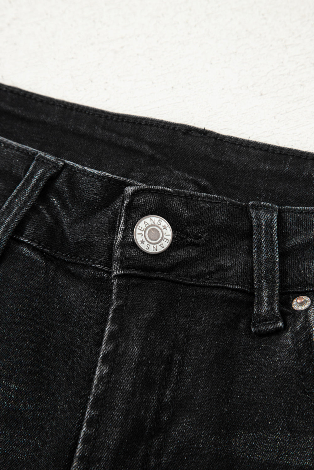 Navy Blue Raw Hem Straight Leg Loose High Waist Jeans