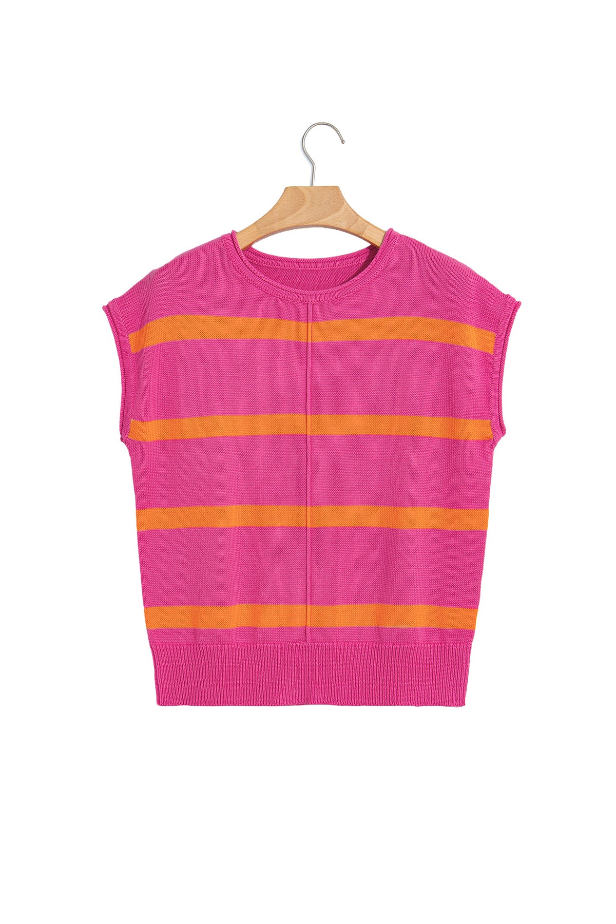 White Stripe Knit Western Short Sleeve Sweater