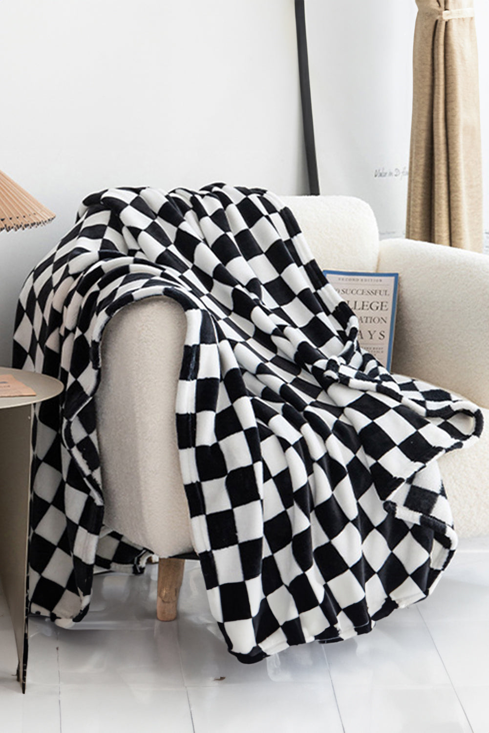 Dark Green Checkerboard Printed Soft Throw Blanket 120*200cm