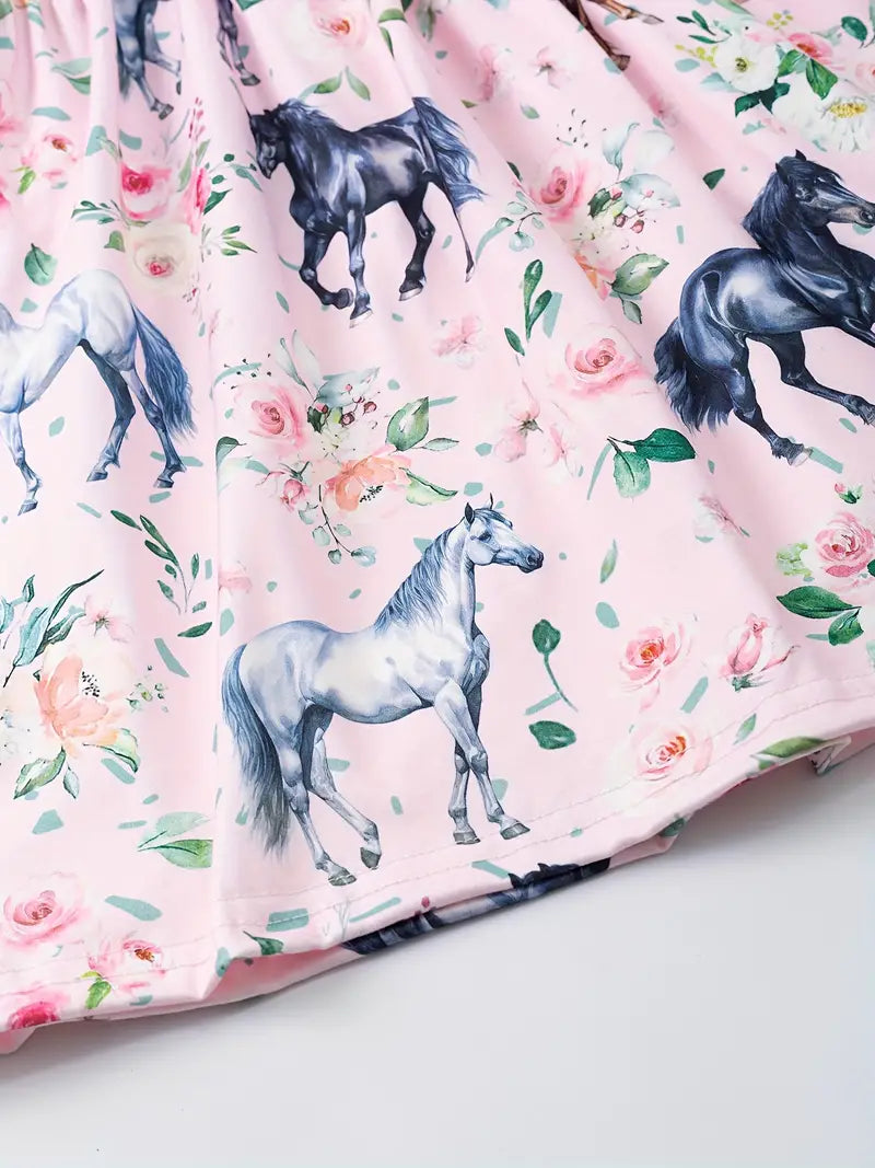 Girl's Summer Horse Dress