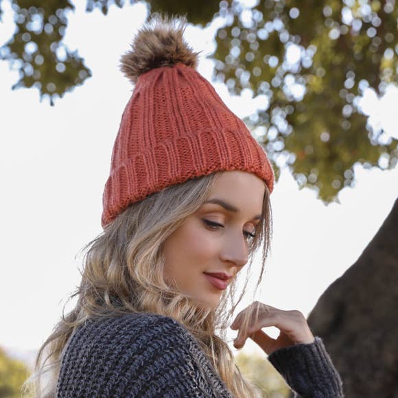 Winter-Ready Ribbed Faux Fur Beanie