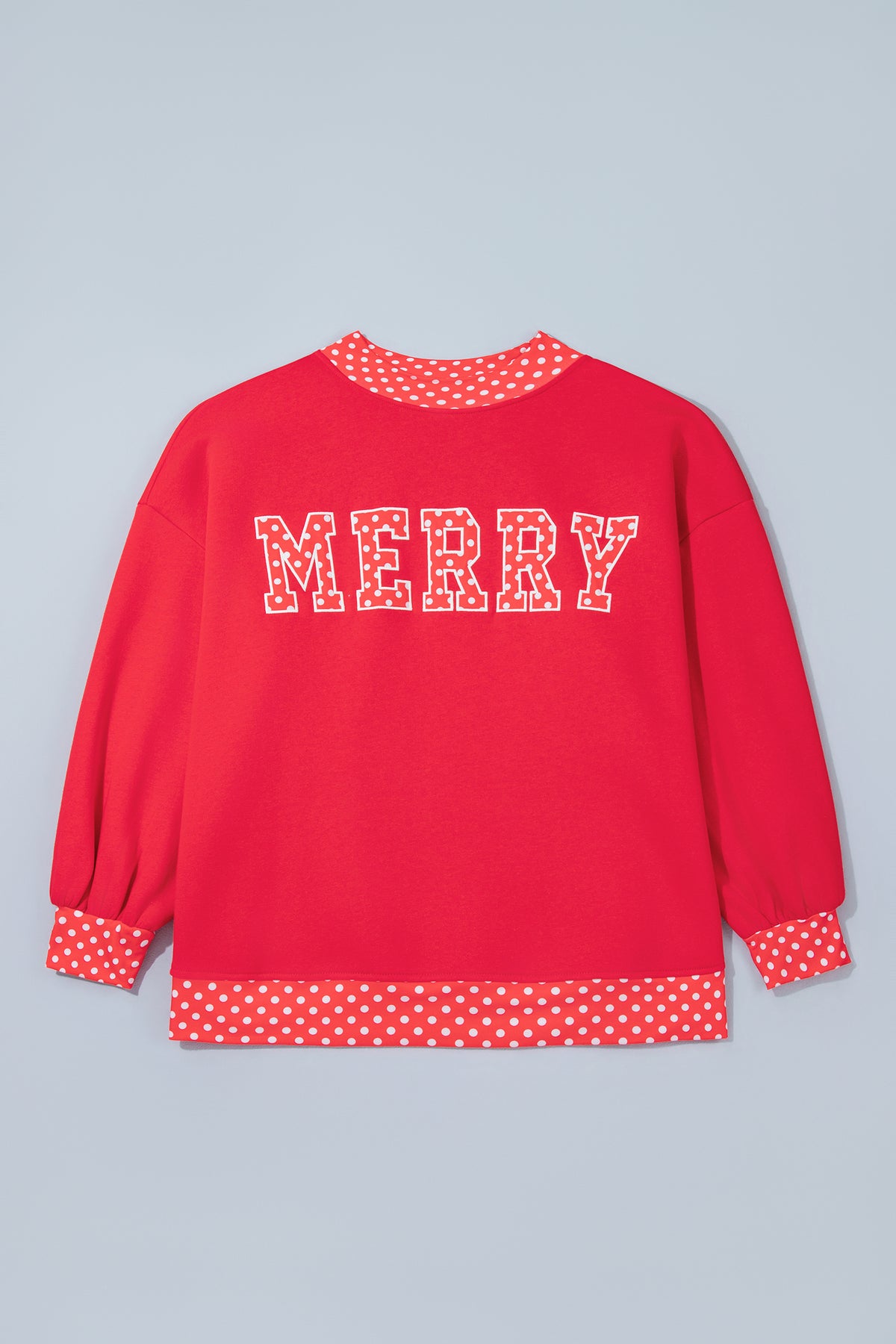 Tomato Red Casual Polka Dot Patchwork Letter Graphic Plus Size Sweatshirt