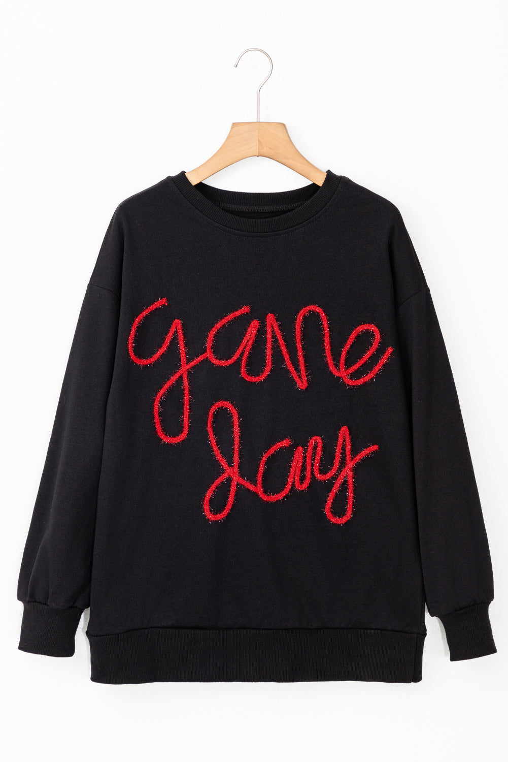 White Tinsel Game Day Drop Shoulder Graphic Sweatshirt