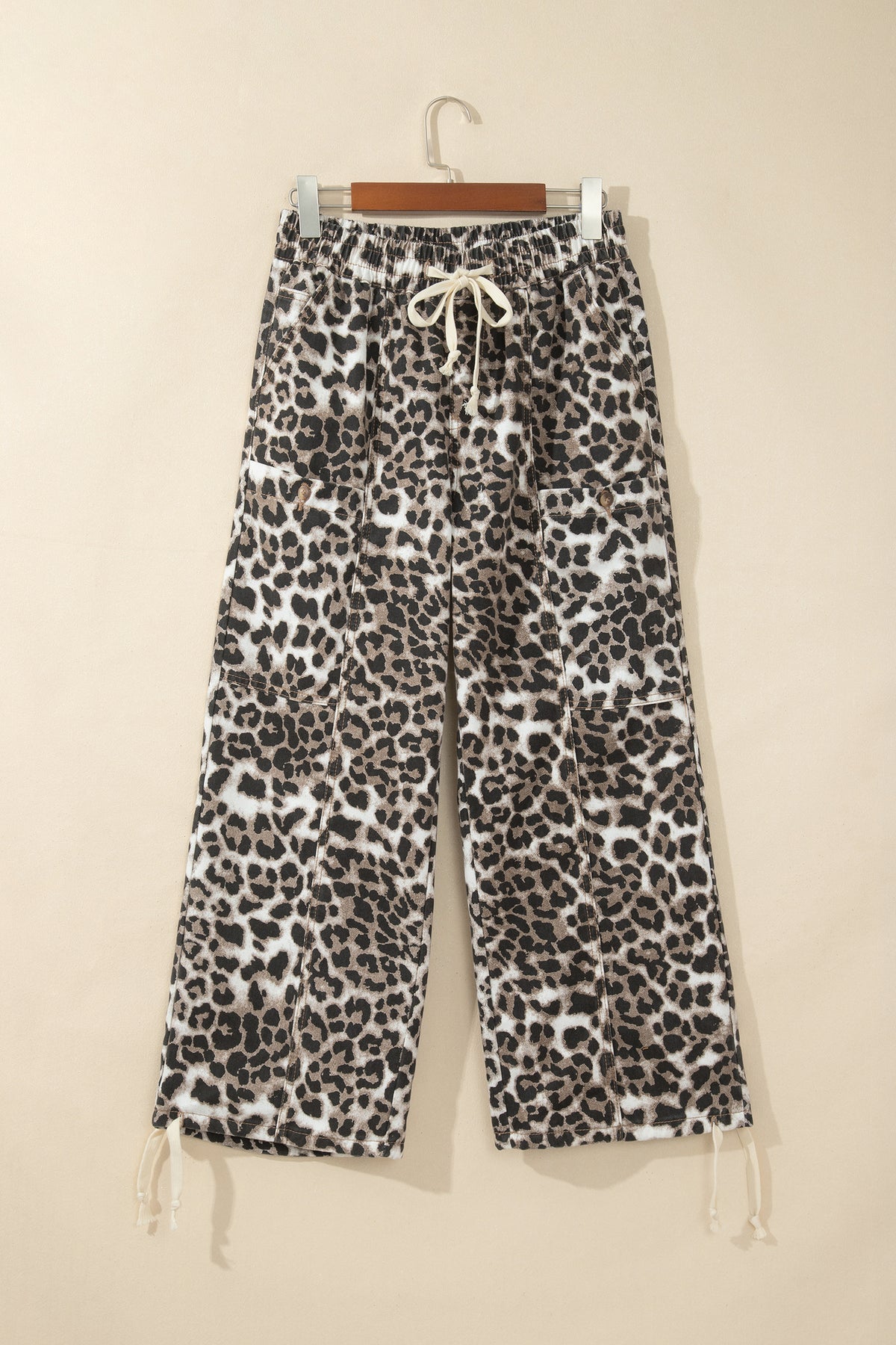 Black Leopard Print Drawstring Jogger Jeans
