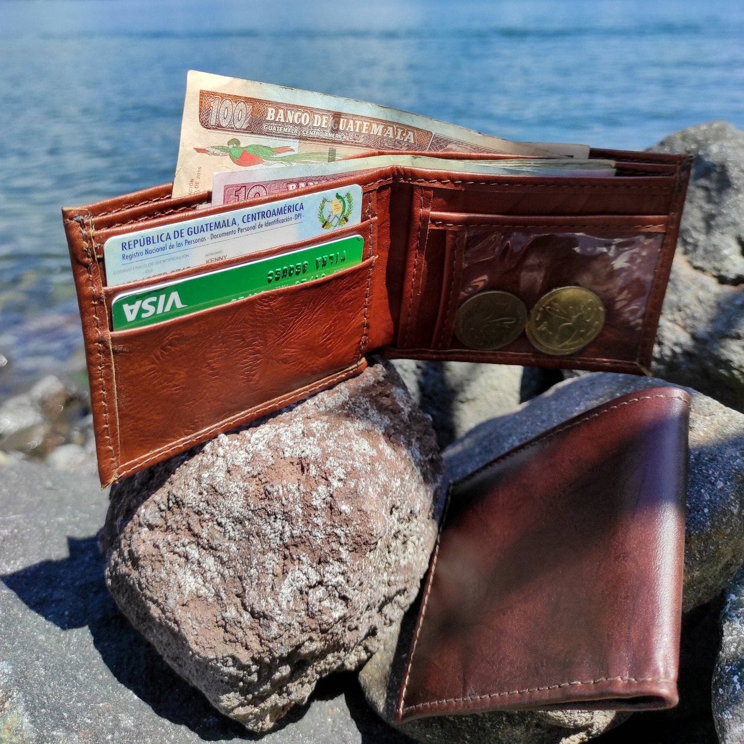 Leather Bifold Wallet with ID Window