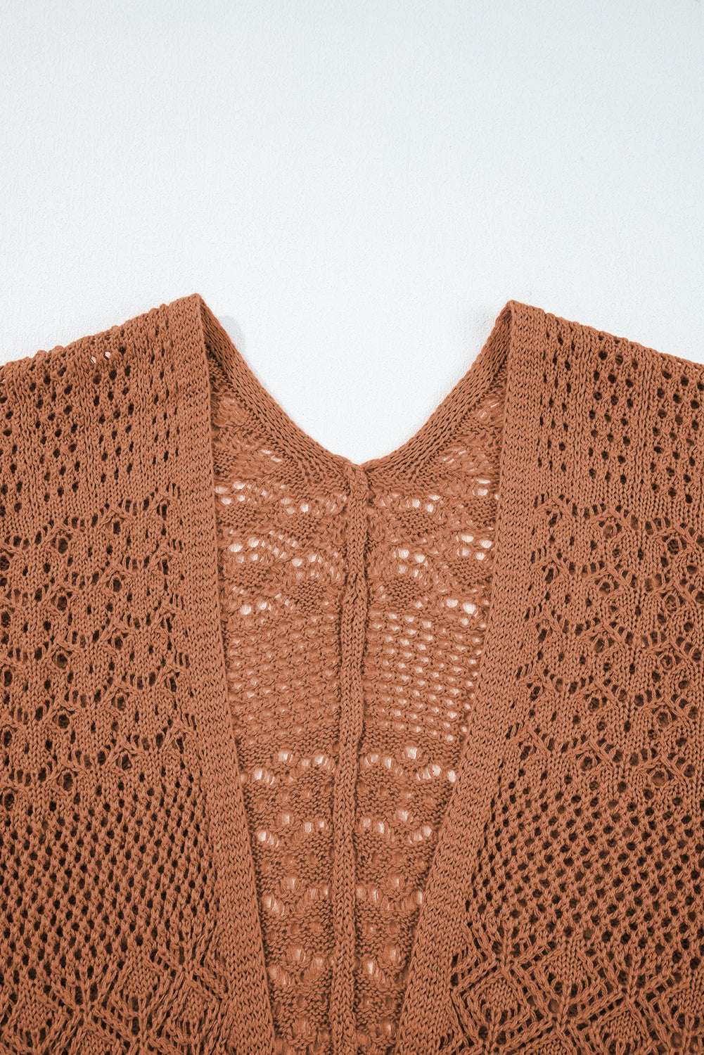 Jet Stream Mix Pattern Hollowed Knit Open Front Cardigan