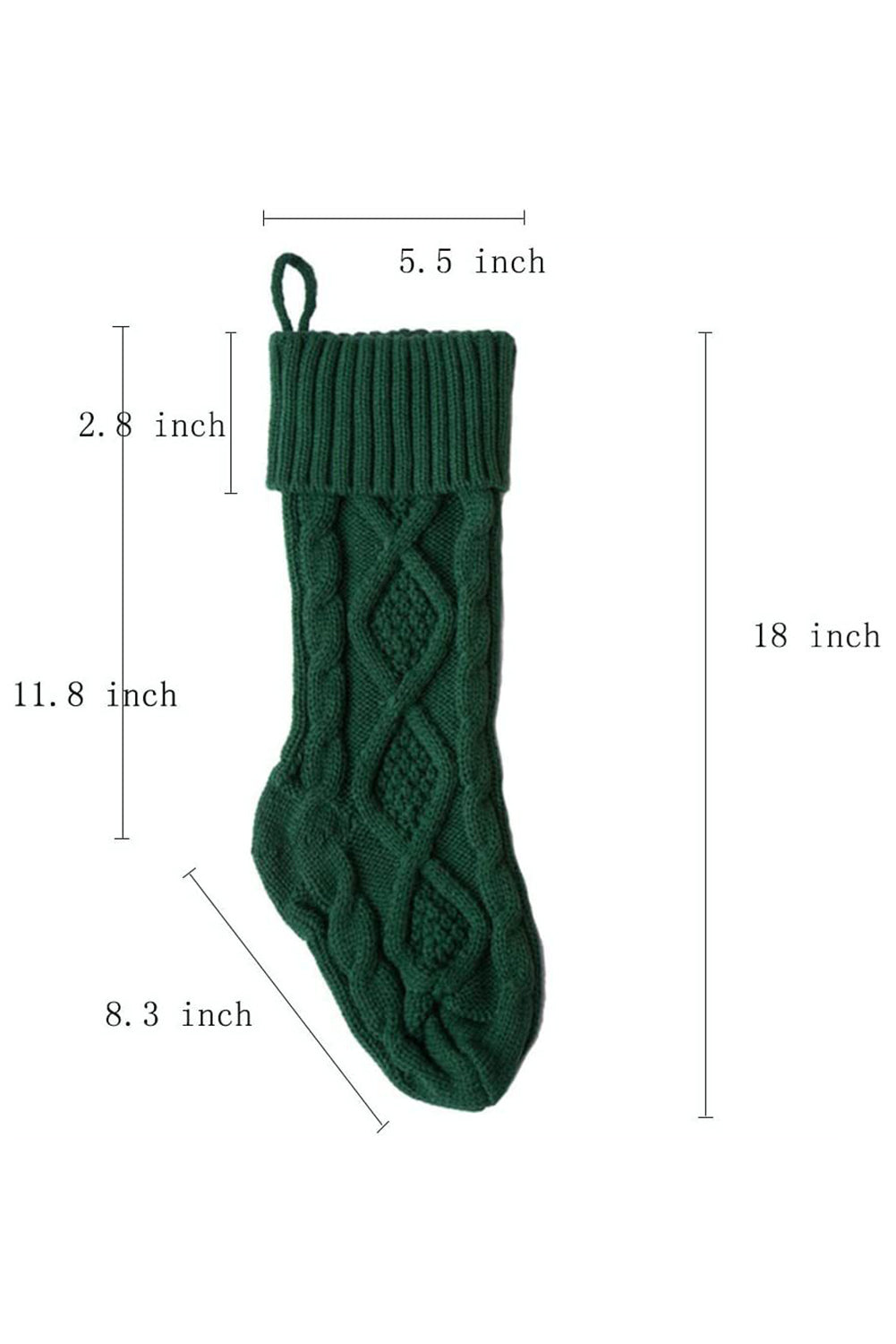 Blackish Green Textured Knit Christmas Stocking Ornament