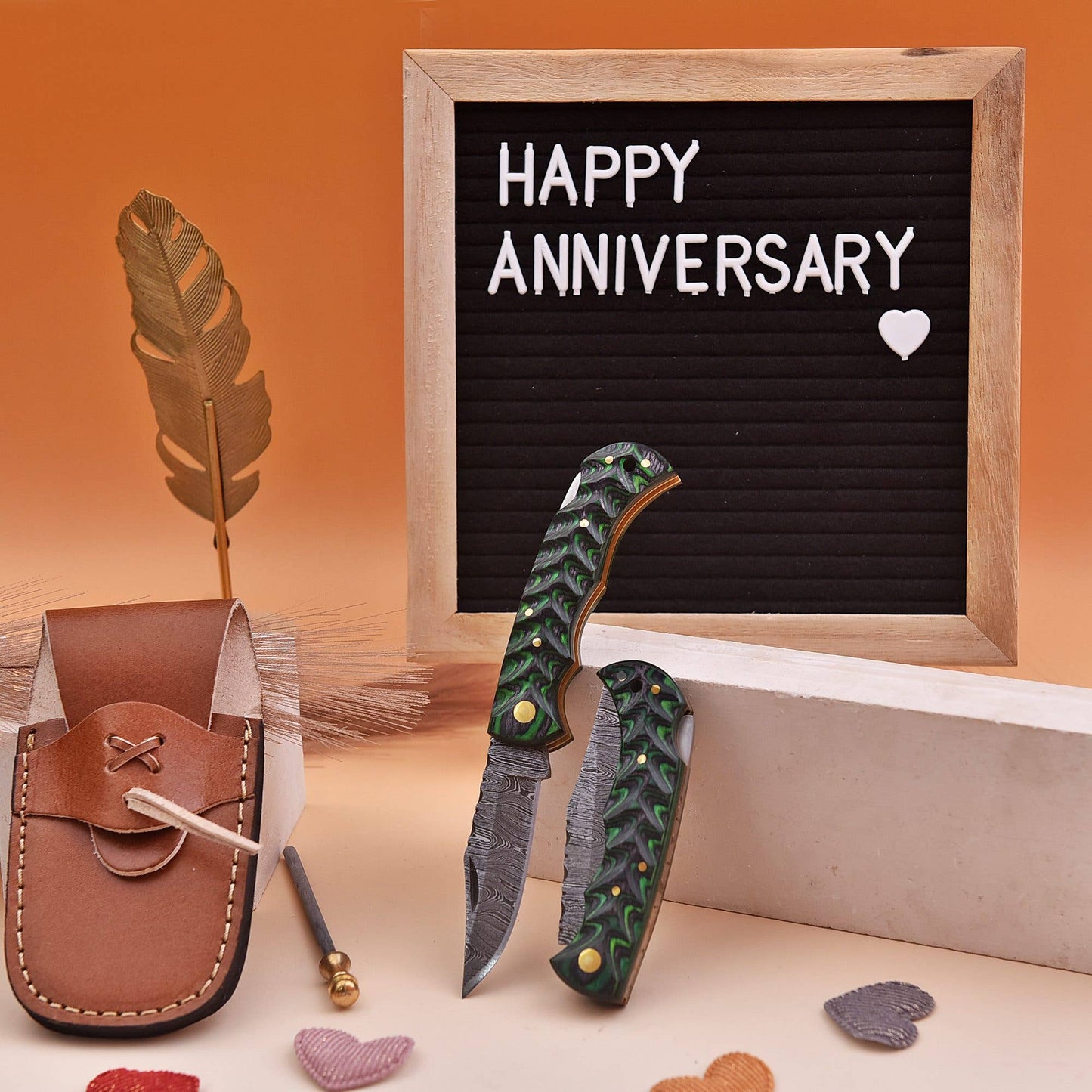 6.5' Handmade damascus folding knife, Pocket Knife