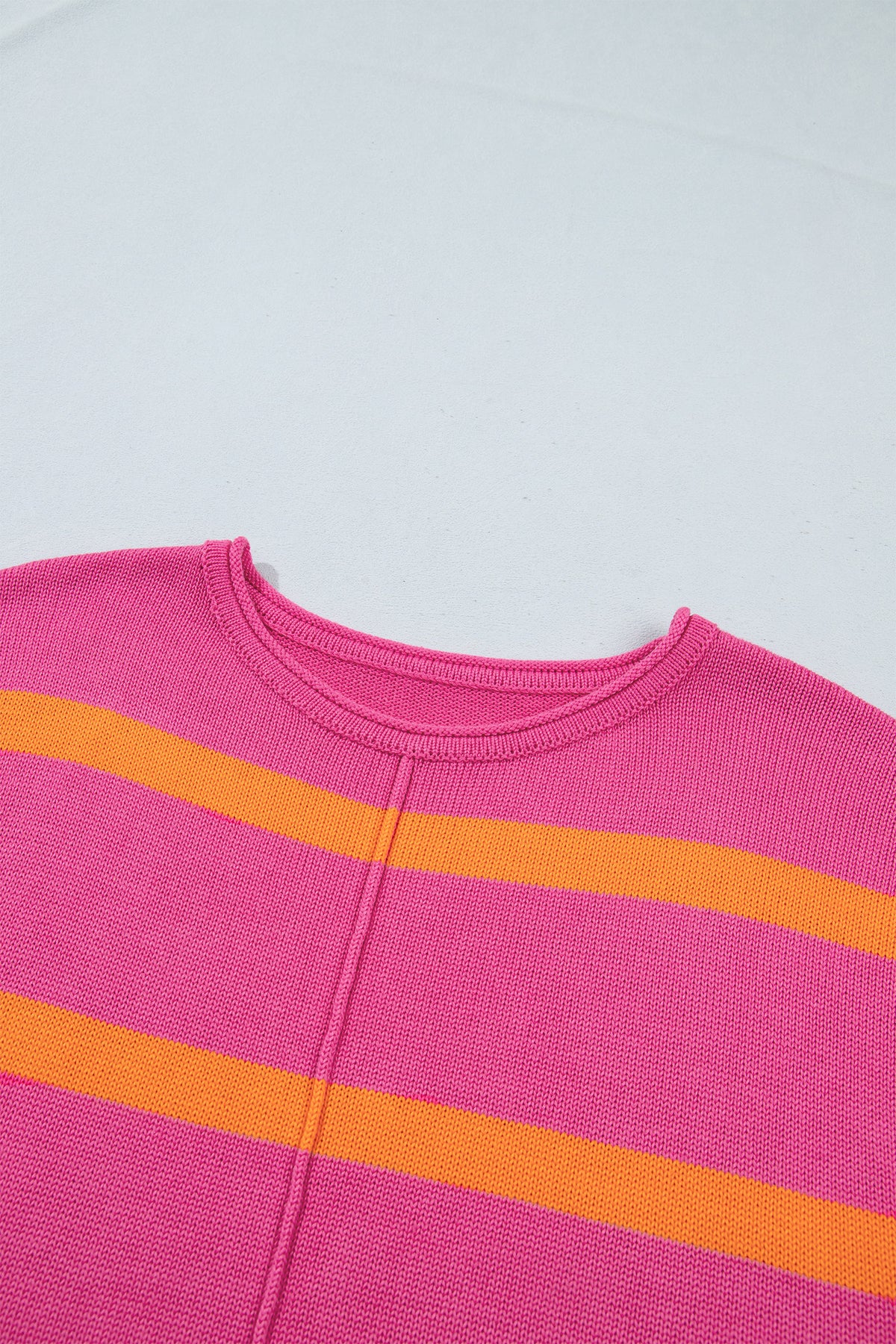 White Stripe Knit Western Short Sleeve Sweater