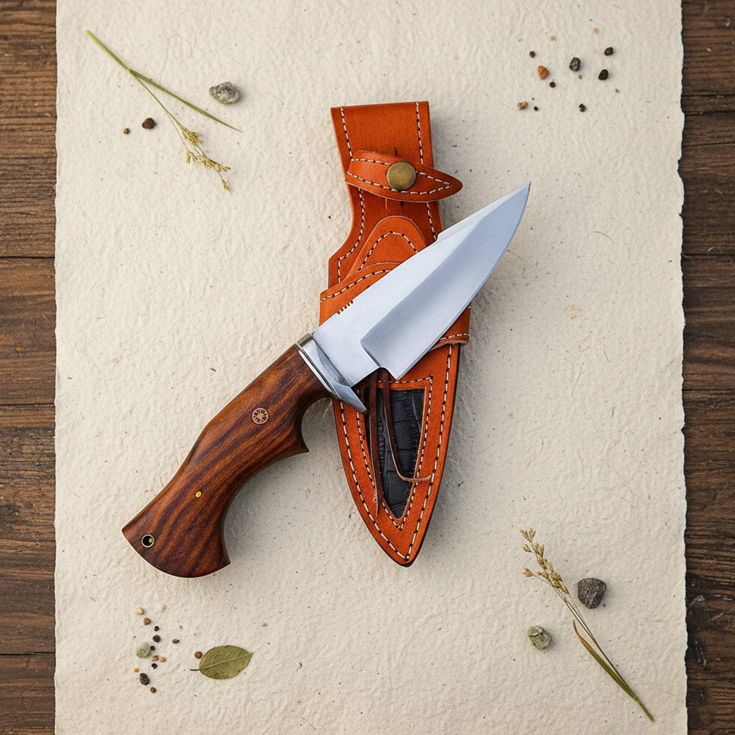 10' Handmade Stainless steel knife with leather sheath