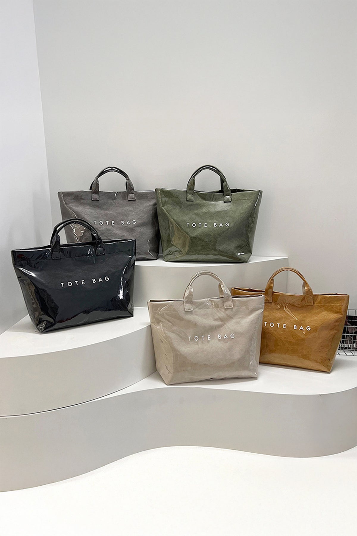 Jungle Green Camouflage Glossy PU Leather Tote Bag