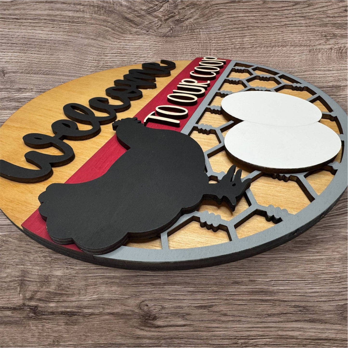 Welcome to Our Coop, Chicken Door Hanger, Farmhouse Decor
