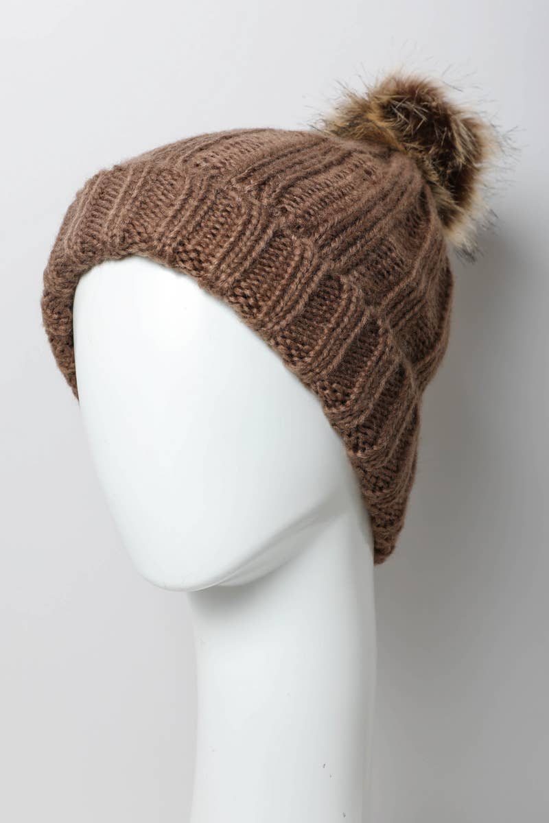 Winter-Ready Ribbed Faux Fur Beanie