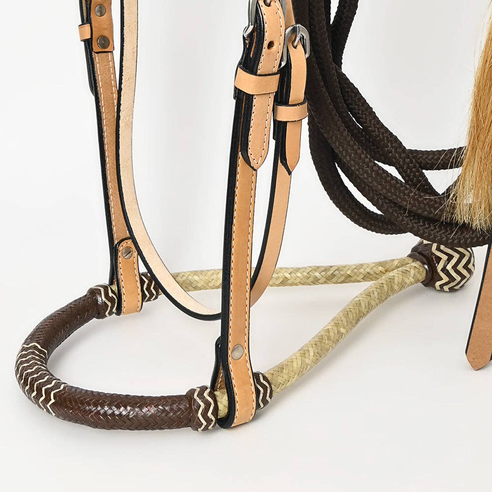 Horse Headstall, Bosal & Reins Set