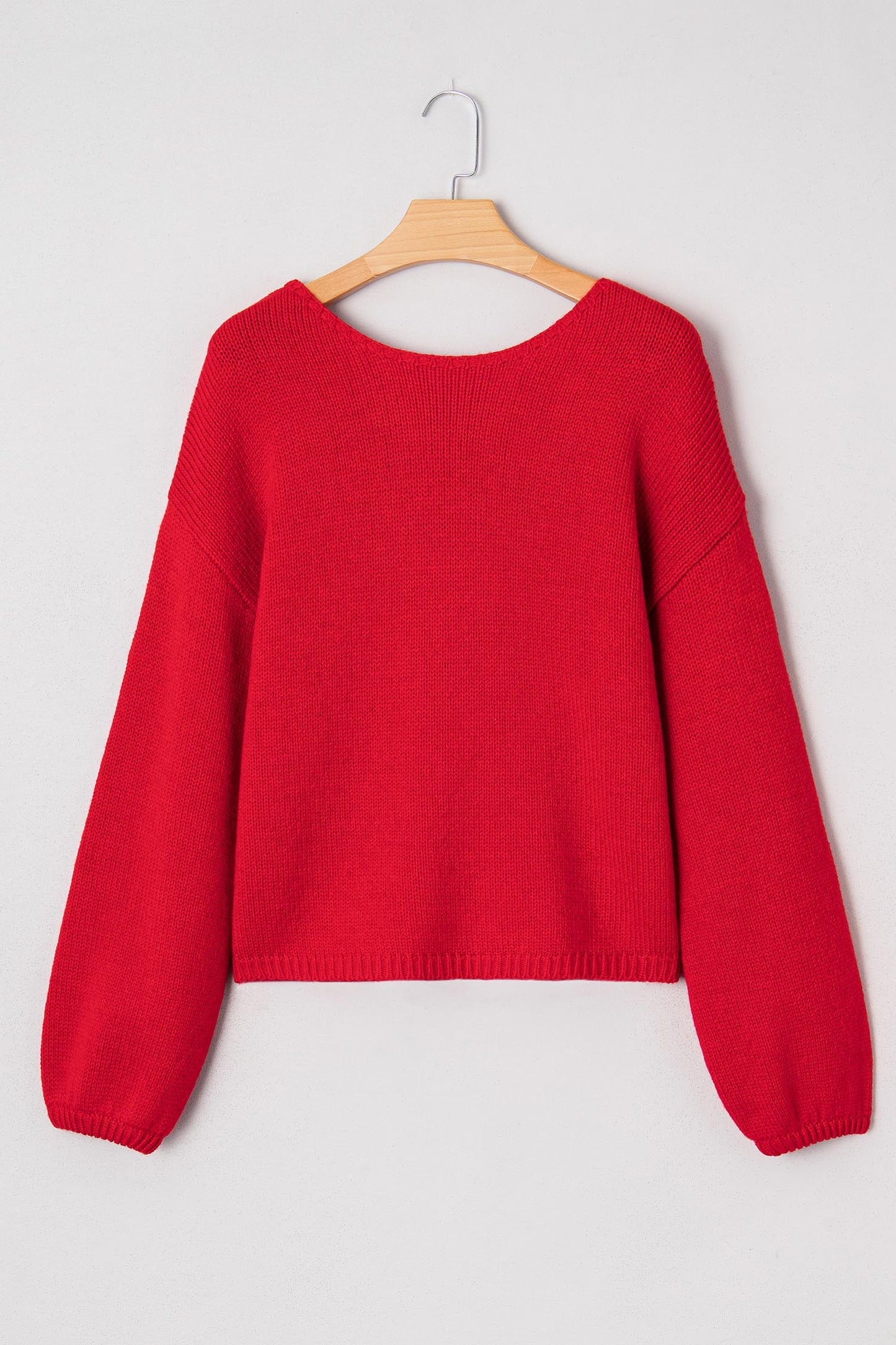 Bright Green Bow Backless Bubble Sleeve Sweater