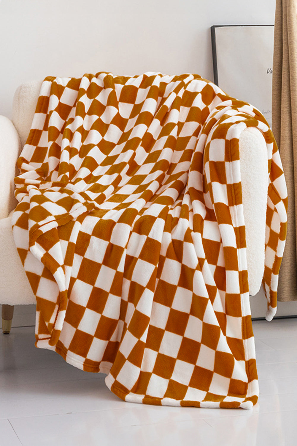 Dark Green Checkerboard Printed Soft Throw Blanket 120*200cm