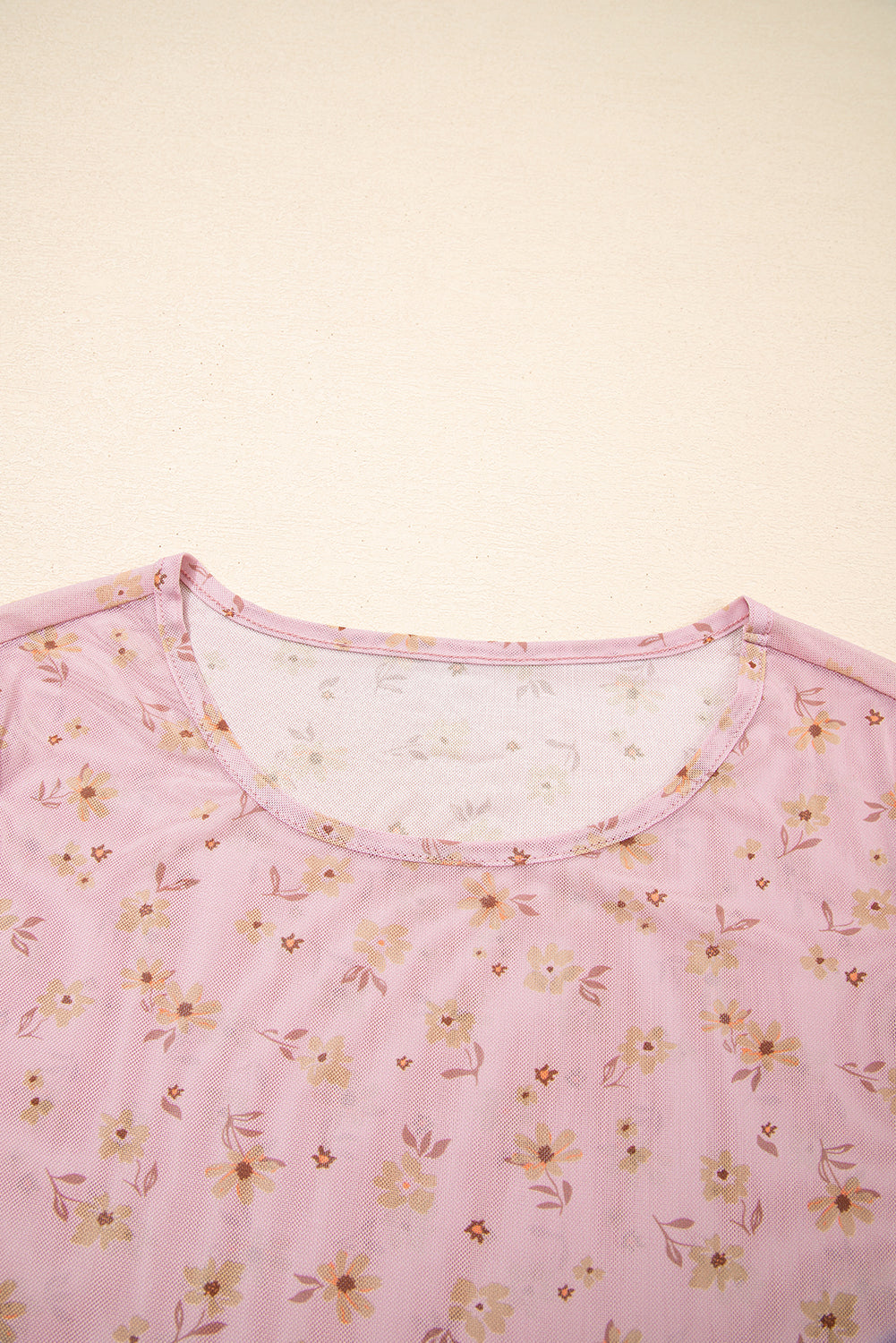 Sky Blue Vintage Floral Print Southern Style Mesh Long Sleeve Top