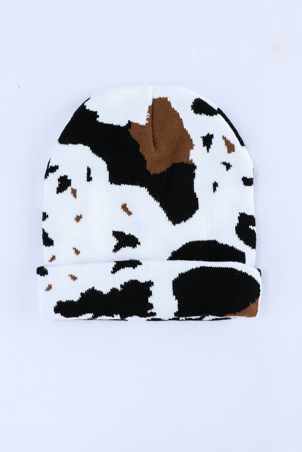 Black Cow Spots Printed Warm Beanie Hat