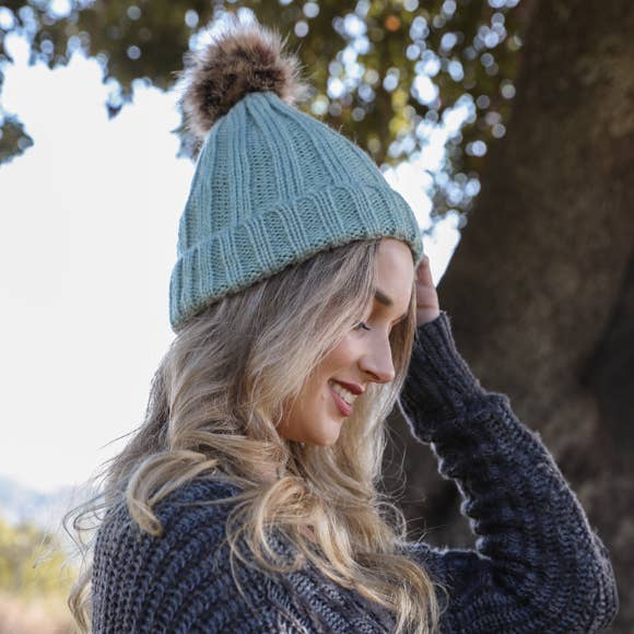 Winter-Ready Ribbed Faux Fur Beanie