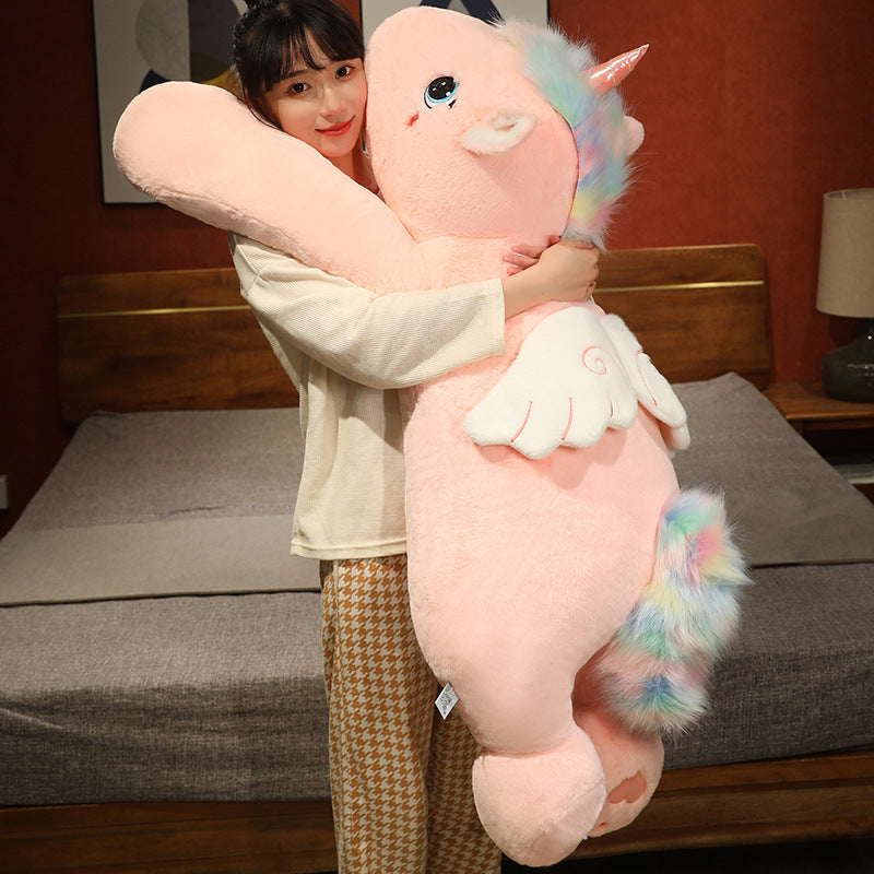 Rainbow Angel Horse Long Pillow Cute Plush Toy