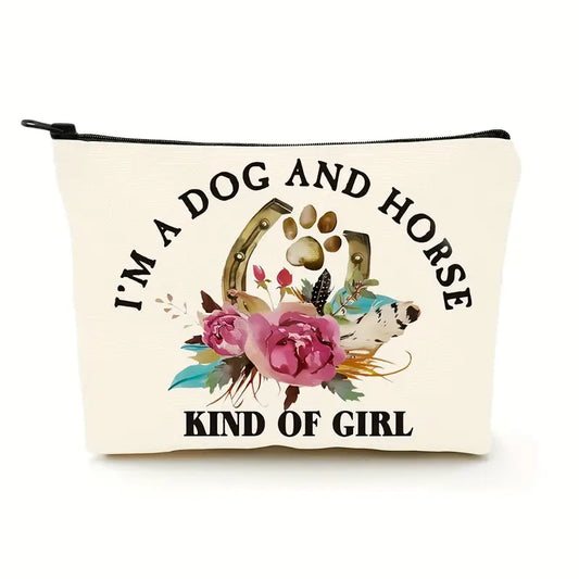 Dog & Horse Girl Makeup Bag