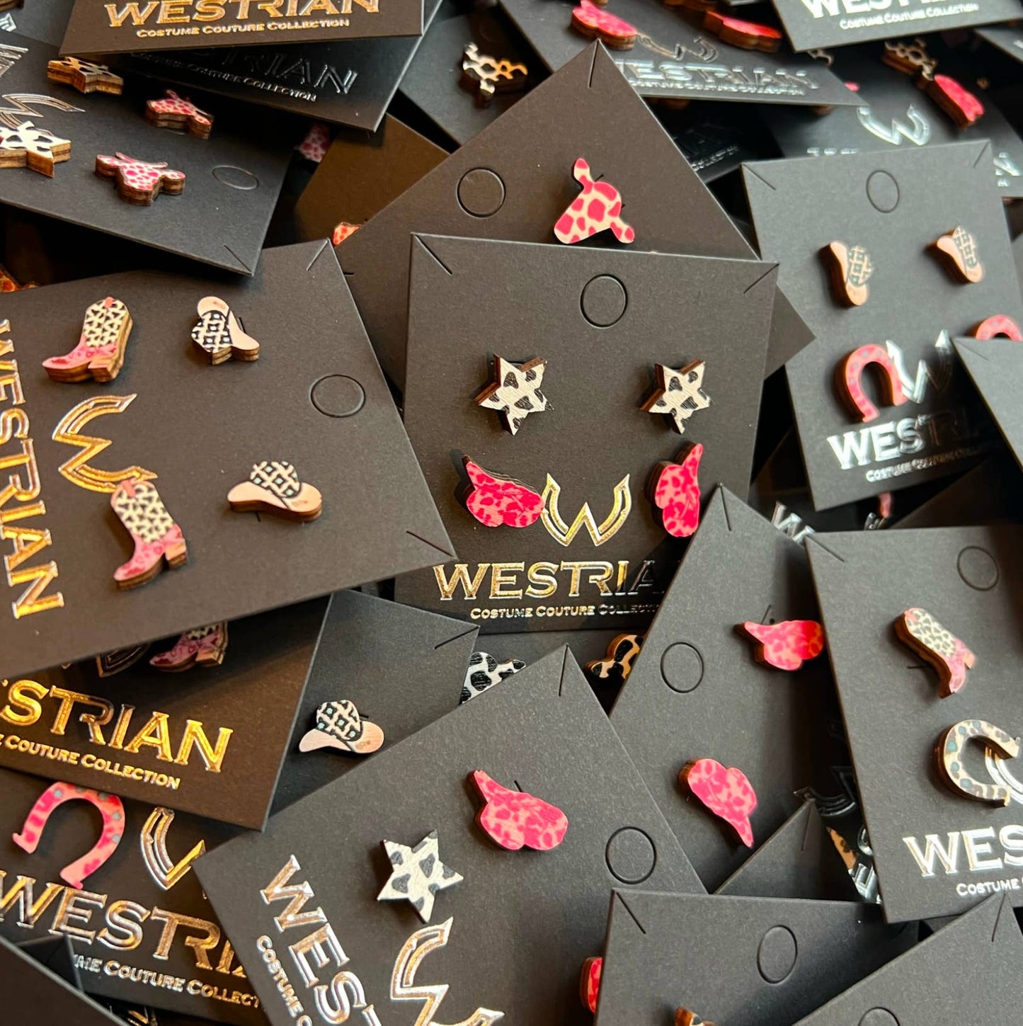 Western Cowgirl Wood Earrings SET OF TWO PAIR