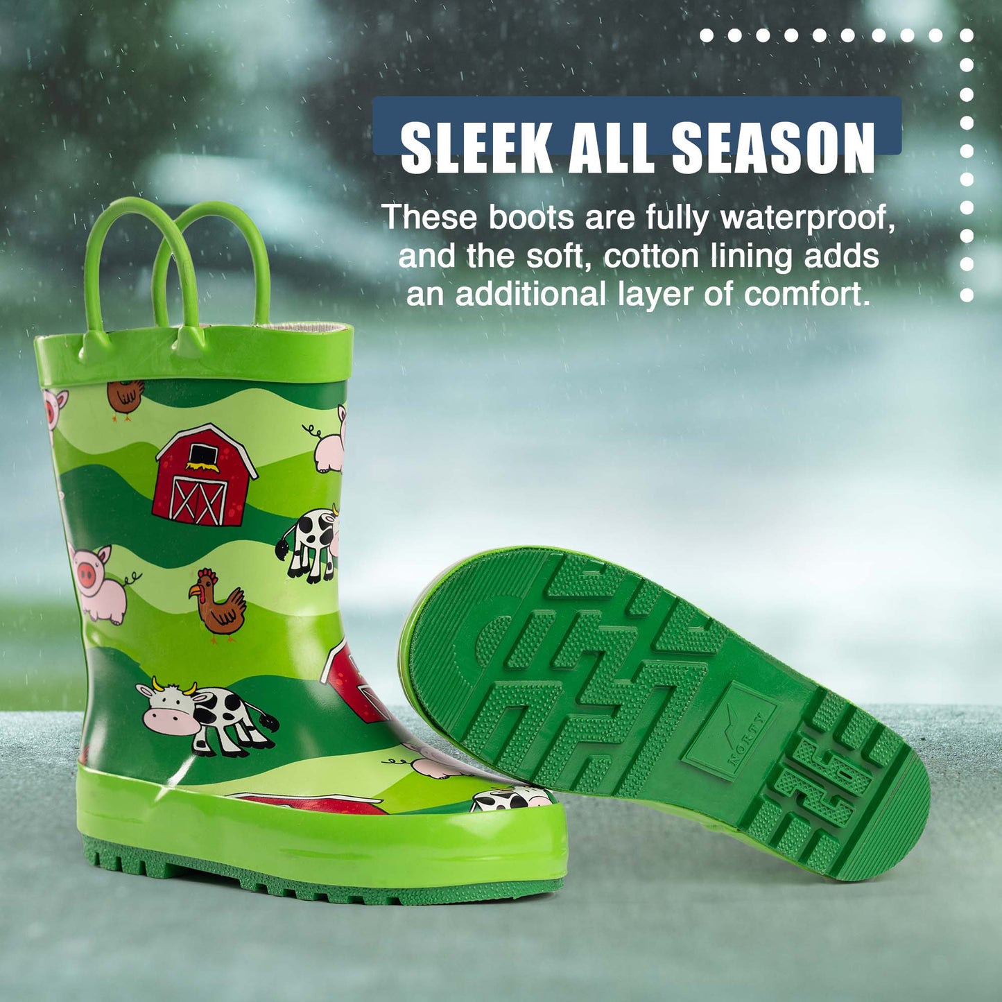 Farm Toddlers / Little / Big Kids Boys Girls Rain Boot