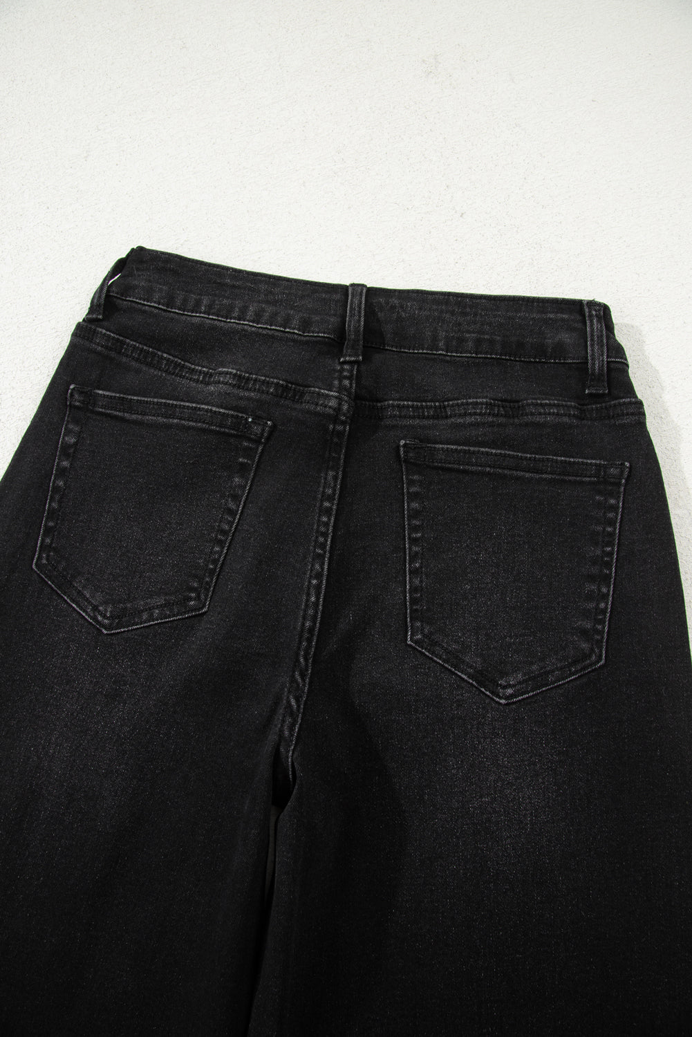 Navy Blue Raw Hem Straight Leg Loose High Waist Jeans