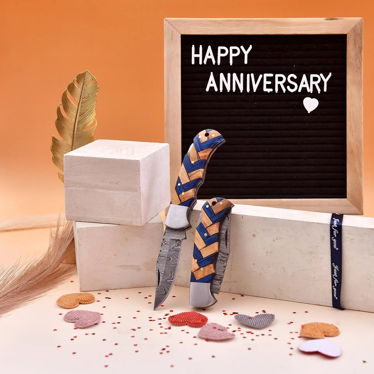 6.5' Artistic handle damascus folding knife, Pocket Knife