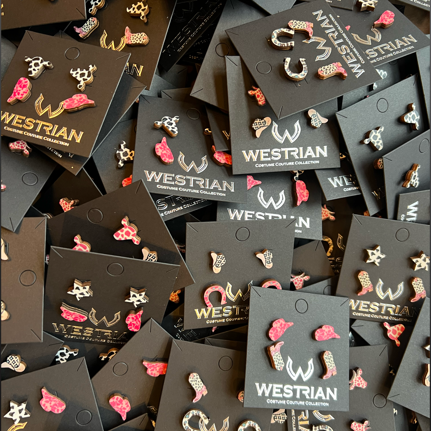 Western Cowgirl Wood Earrings SET OF TWO PAIR