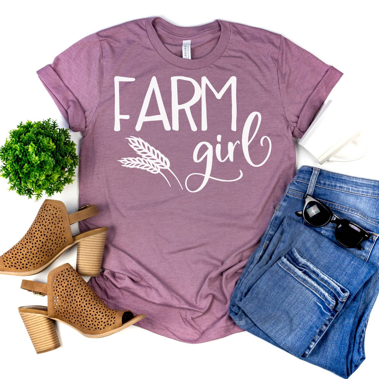 Farm Girl Orchid Tee White Ink