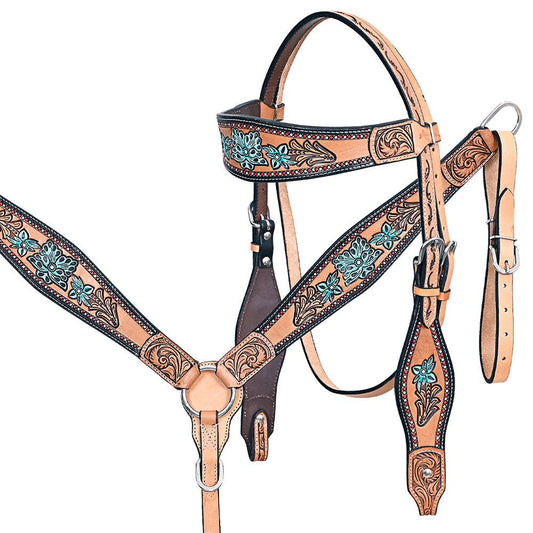 Western Horse Headstall Breast Collar Leather