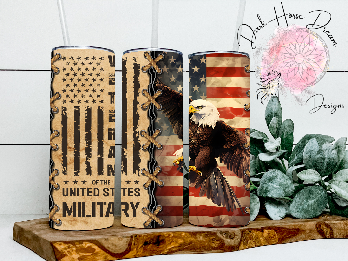 Military Veteran Patriot Eagle American Flag Tumbler