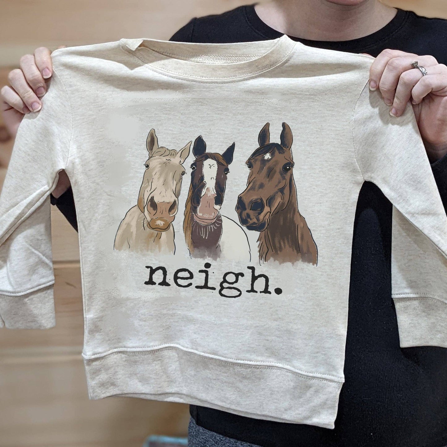 "Neigh" Three horse Toddler Long Sleeve Shirt