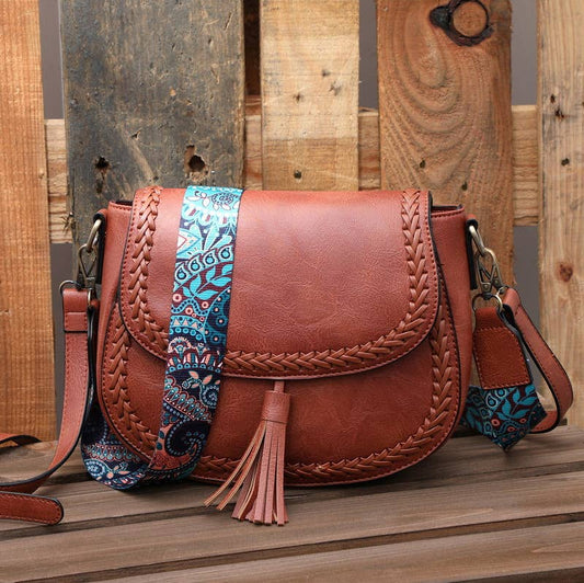 Guitar Strap Brown Saddle Crossbody / Shoulder Bag