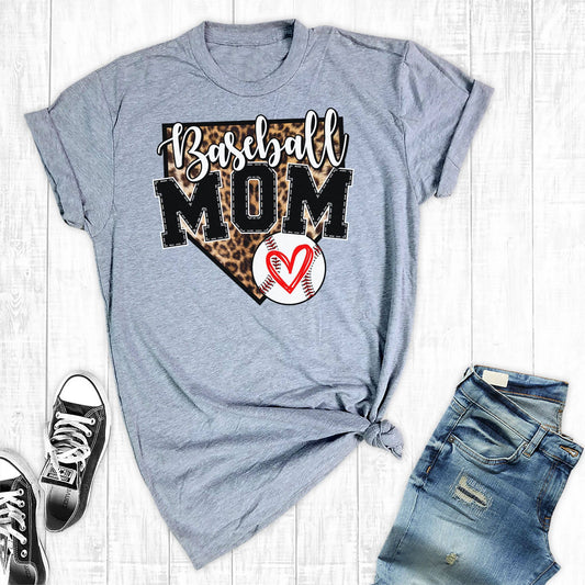 Baseball Mom Home Plate TEE in Lt Grey